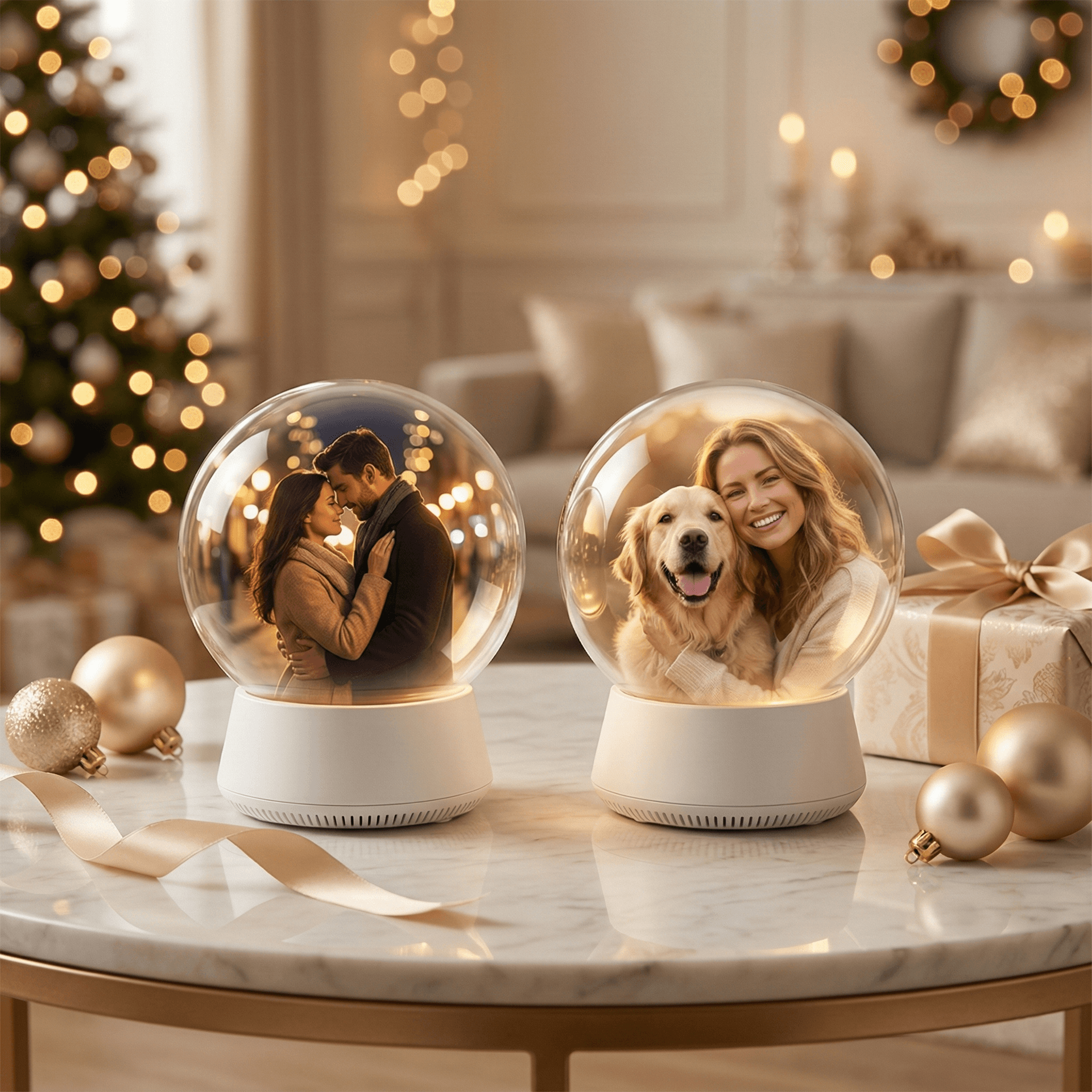 Personalized Video Memory Sphere – Custom Mini Crystal Ball Gift with USB or WiFi Upload | Black & White Options