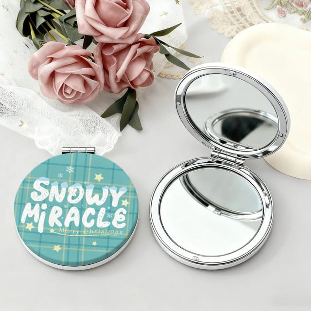 Custom Portable Pocket Makeup Mirror – Personalized PU Compact Mirror (Round/Heart/Square)