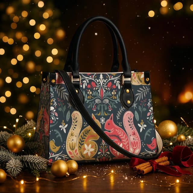 Personalized PU Leather Tote Bag (Black/White Handles)