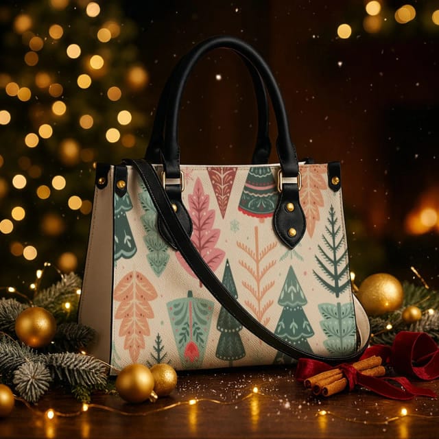 Personalized PU Leather Tote Bag (Black/White Handles)