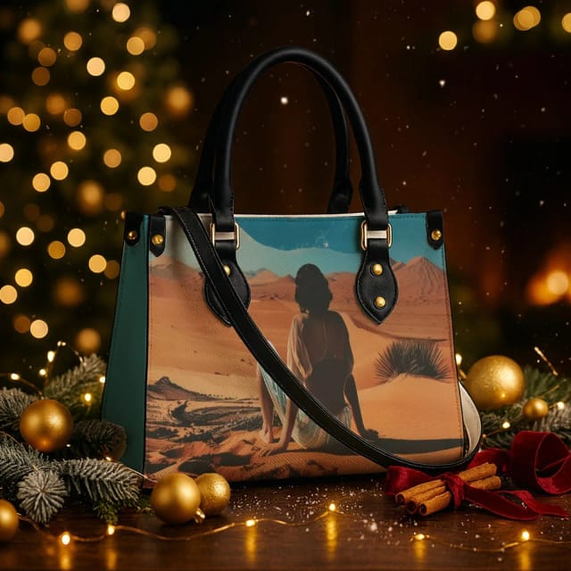 Personalized PU Leather Tote Bag (Black/White Handles)