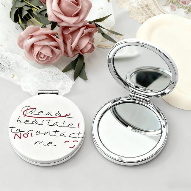 Custom Portable Pocket Makeup Mirror – Personalized PU Compact Mirror (Round/Heart/Square)