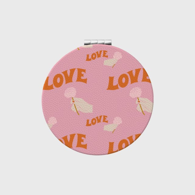 Custom Portable Pocket Makeup Mirror – Personalized PU Compact Mirror (Round/Heart/Square)