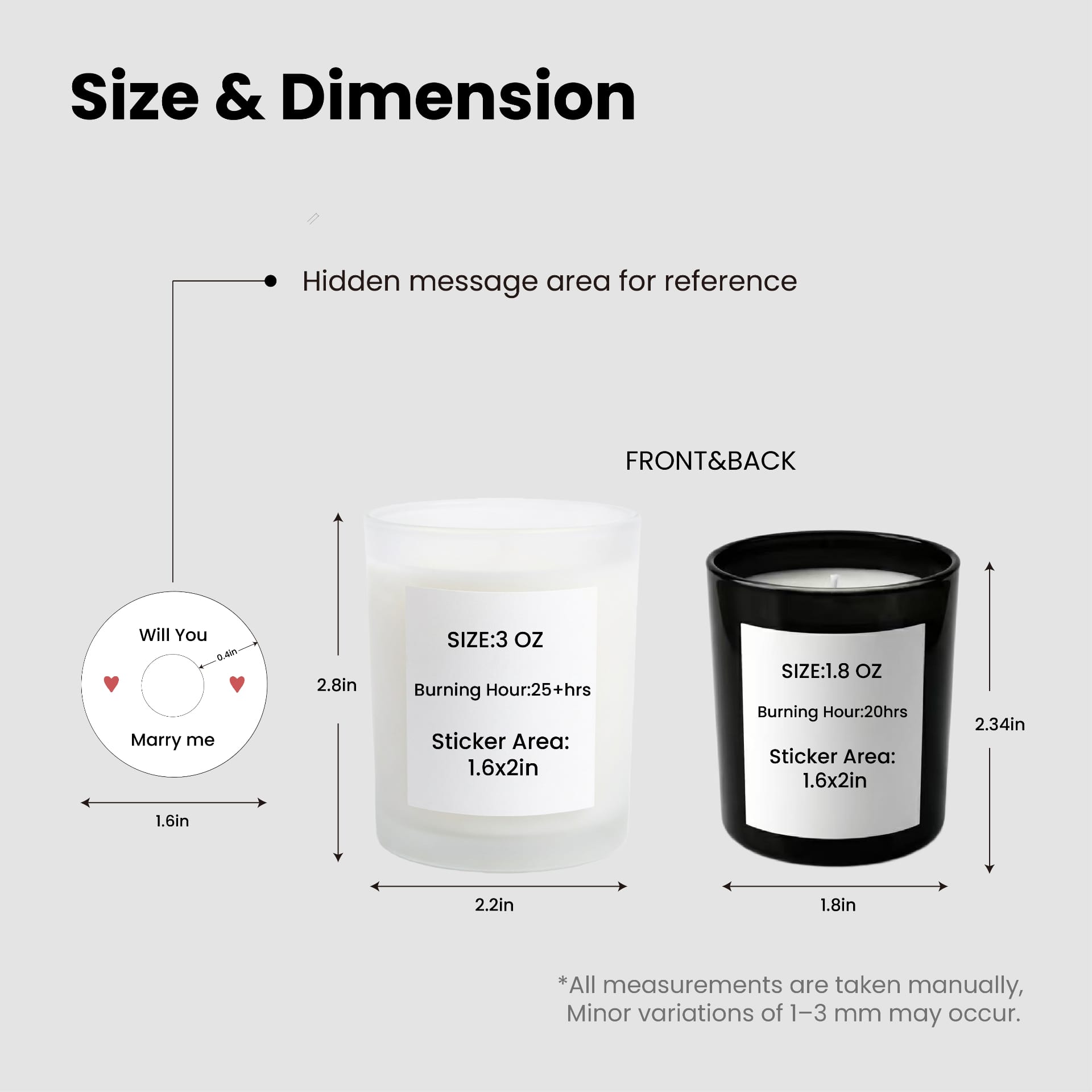 Personalized Hidden-Message Candle / Custom Sticker Candle (2pcs Set) - Image 3