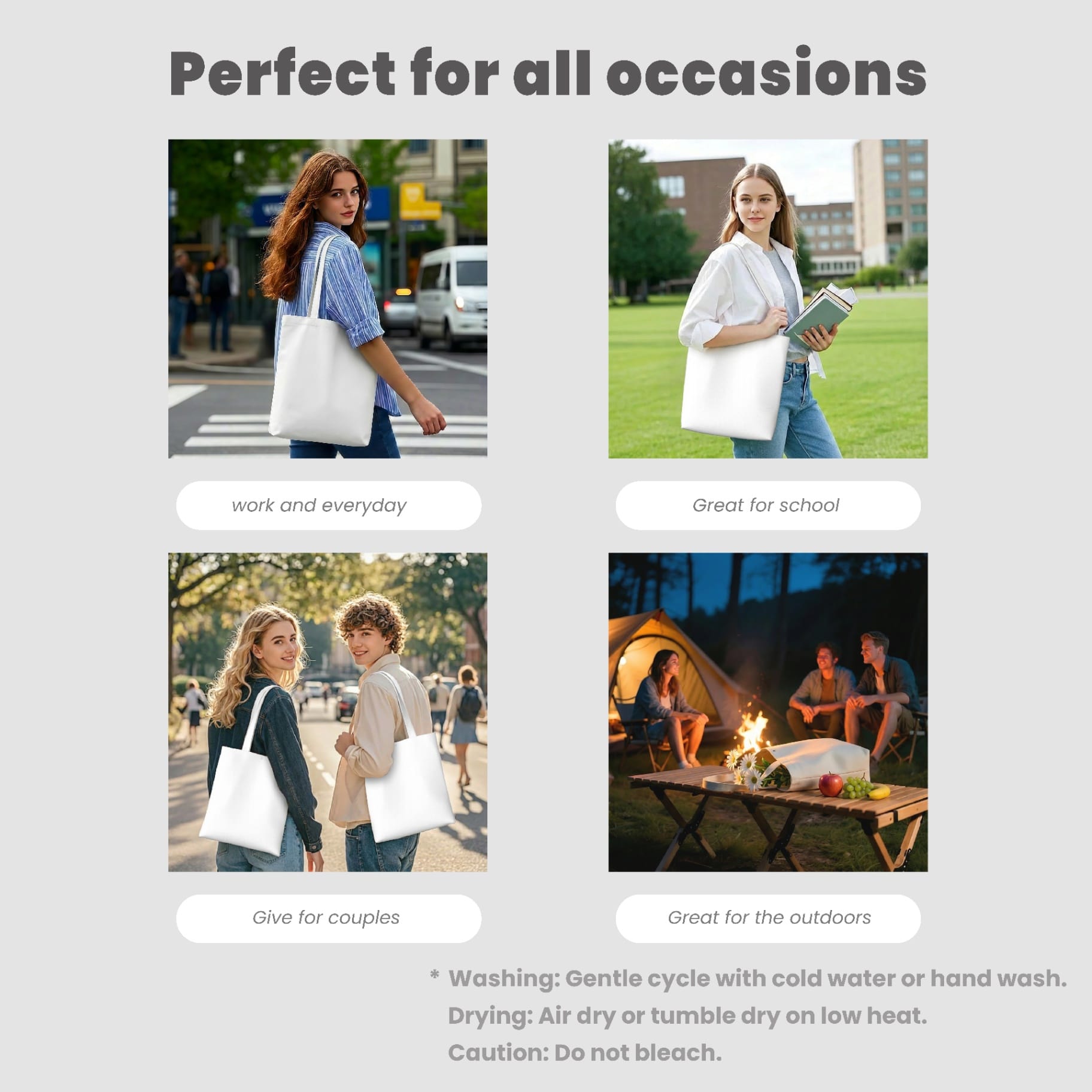 Personalized Canvas Tote Bag – Custom Printed Eco Reusable Bag for Shopping, Books, Work, Everyday Use - Image 3