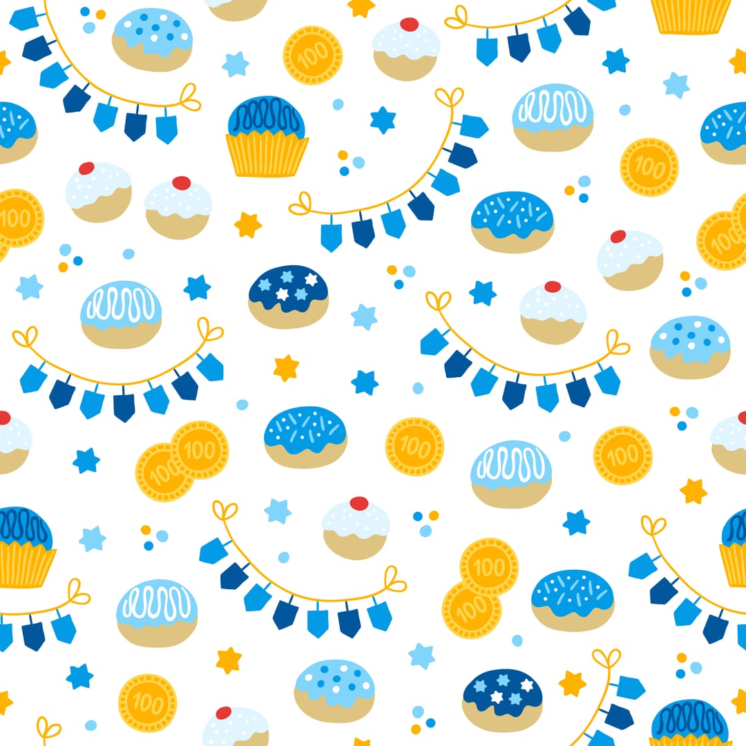 Sweet Winter Dessert Pattern – Blue & Gold Treats