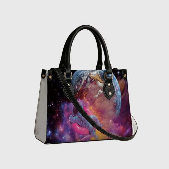 Personalized PU Leather Tote Bag (Black/White Handles)