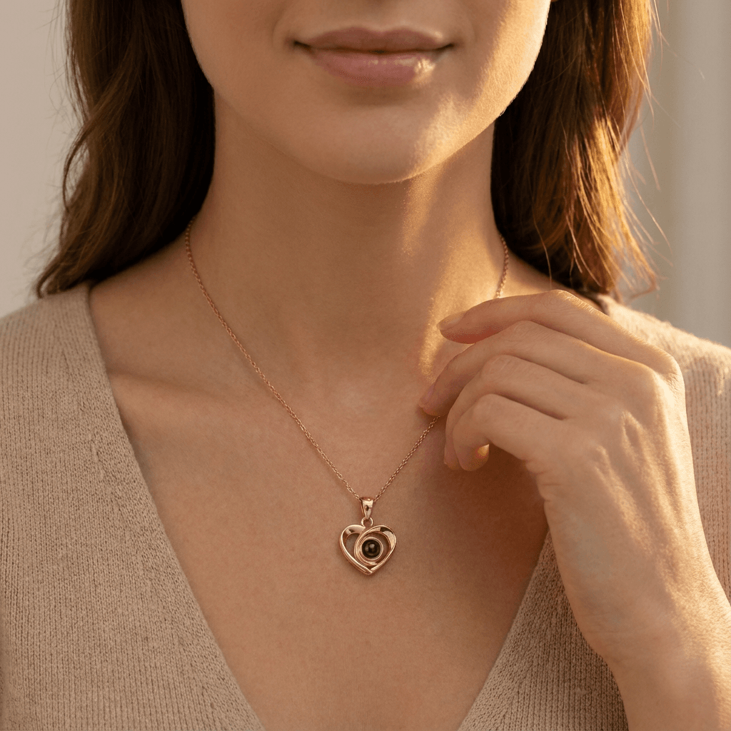 Personalized Photo Projection Necklace — 925 Silver / Rose Gold - Image 5