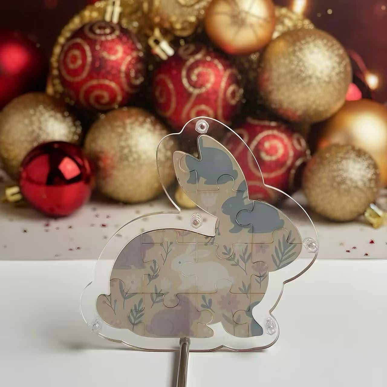Bunny Acrylic Puzzle Gift – Unique Rabbit-Shaped Jigsaw with Cute Woodland Bunny Design, Perfect for Easter, Christmas, Birthdays & Home Decor - Image 4