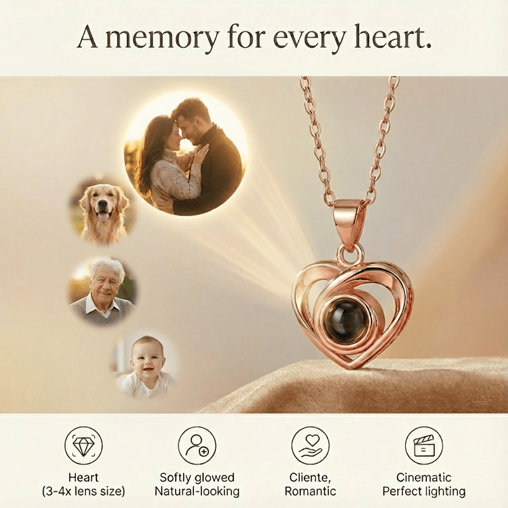 Personalized Photo Projection Necklace — 925 Silver / Rose Gold - Image 3