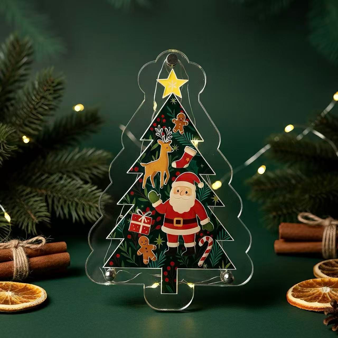 Acrylic Christmas Tree Puzzle,  4×6 inches Clear Holiday Ornament with Santa & Reindeer, 3D Layered Acrylic Design, Available in Embedded Shape Style or Standard Jigsaw Puzzle Version - Image 4