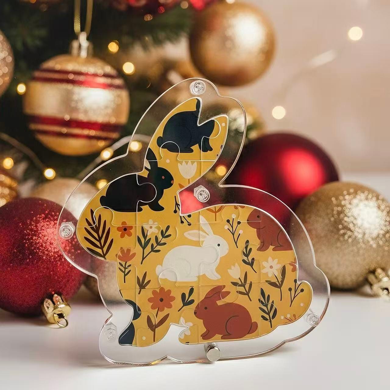 Bunny Acrylic Puzzle Gift – Unique Rabbit-Shaped Jigsaw with Cute Woodland Bunny Design, Perfect for Easter, Christmas, Birthdays & Home Decor - Image 2