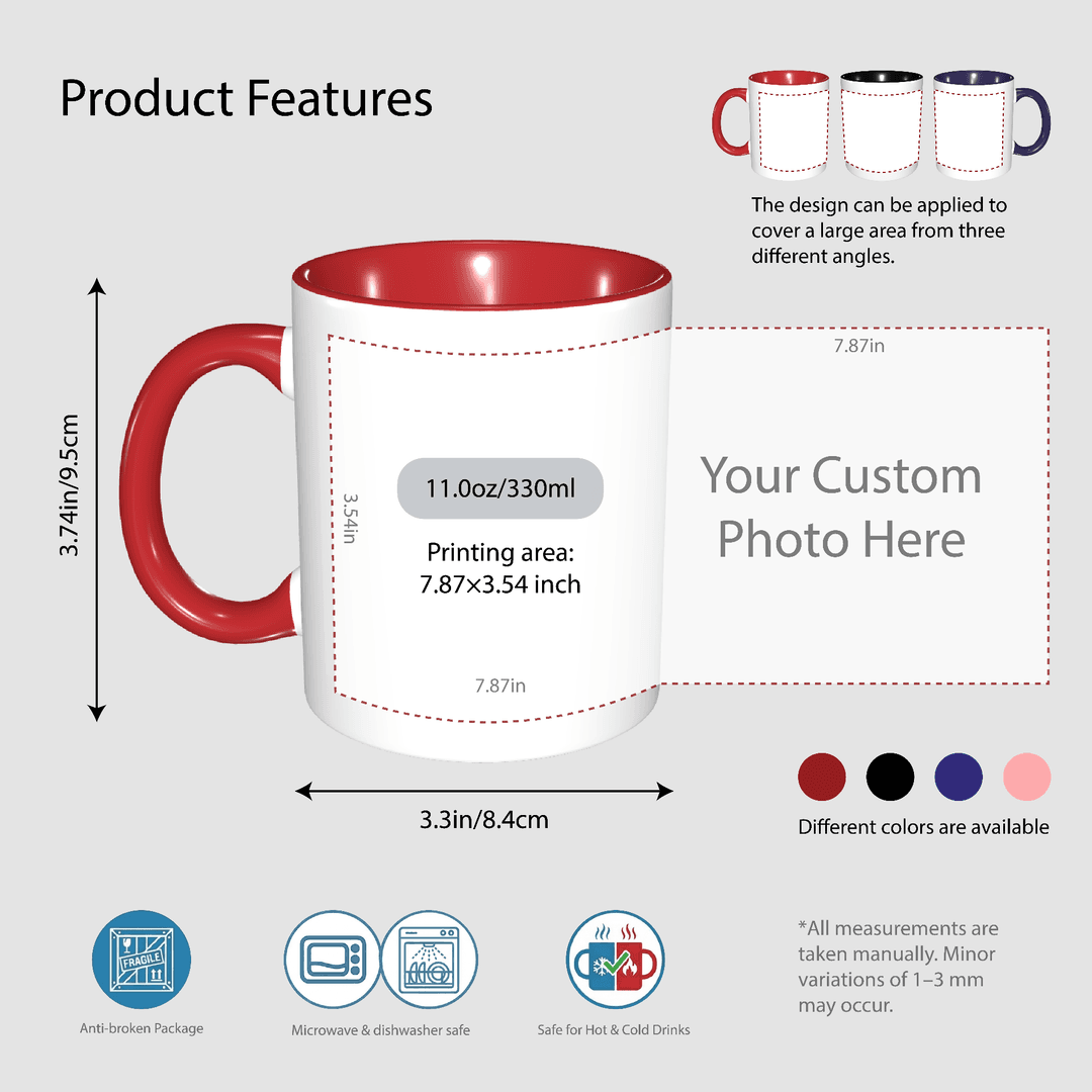 11oz Custom Photo Mug with Text – Personalized Coffee Cup, DIY Picture Logo Image, Customizable Ceramic Mug for Gifts, Add Your Own Photo & Words - 2
