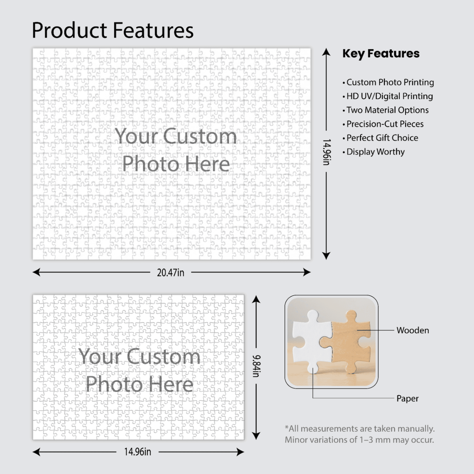 Custom Photo Puzzle – Personalized Jigsaw Puzzle in Wooden or Cardboard Material, Custom Picture Puzzle Gift for Family, Couples, Kids & Holidays - Image 2