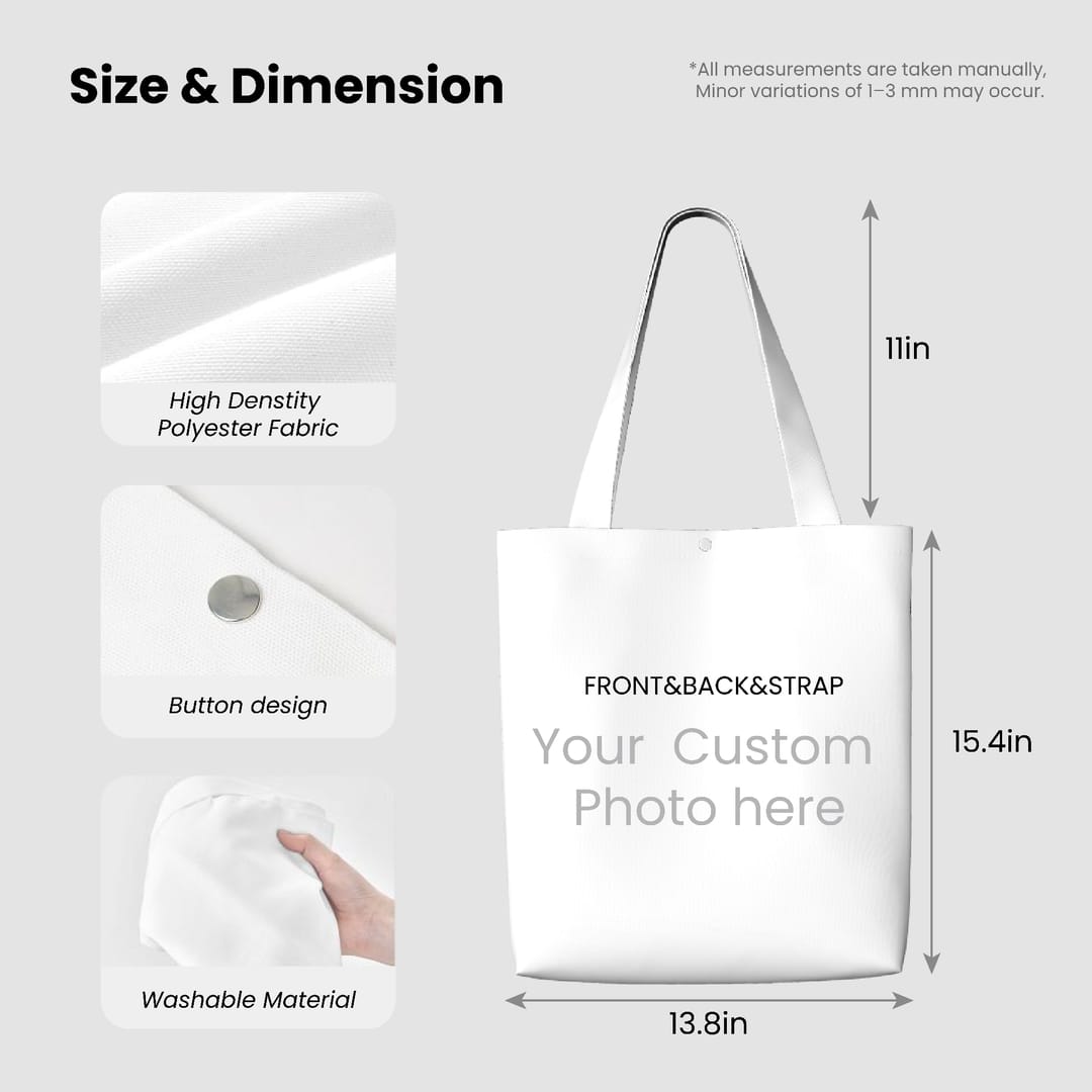 Personalized Canvas Tote Bag – Custom Printed Eco Reusable Bag for Shopping, Books, Work, Everyday Use - 2